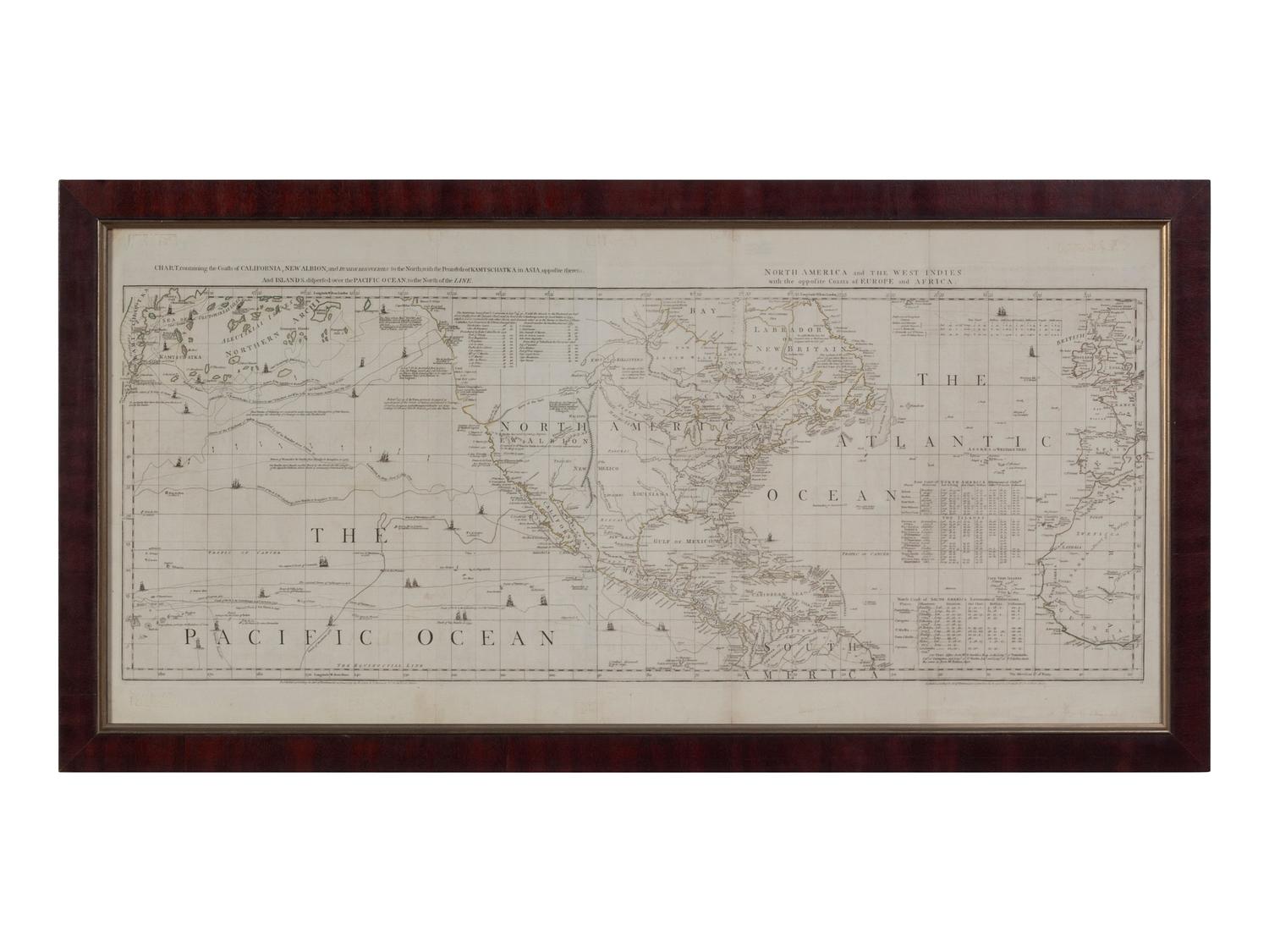 JEFFERYS, Thomas (c. 1719-1771). [Sheets 3 & 4 from:] A Chart of North and South America... . London: Robert Sayer & John Bennett, ca 1775.