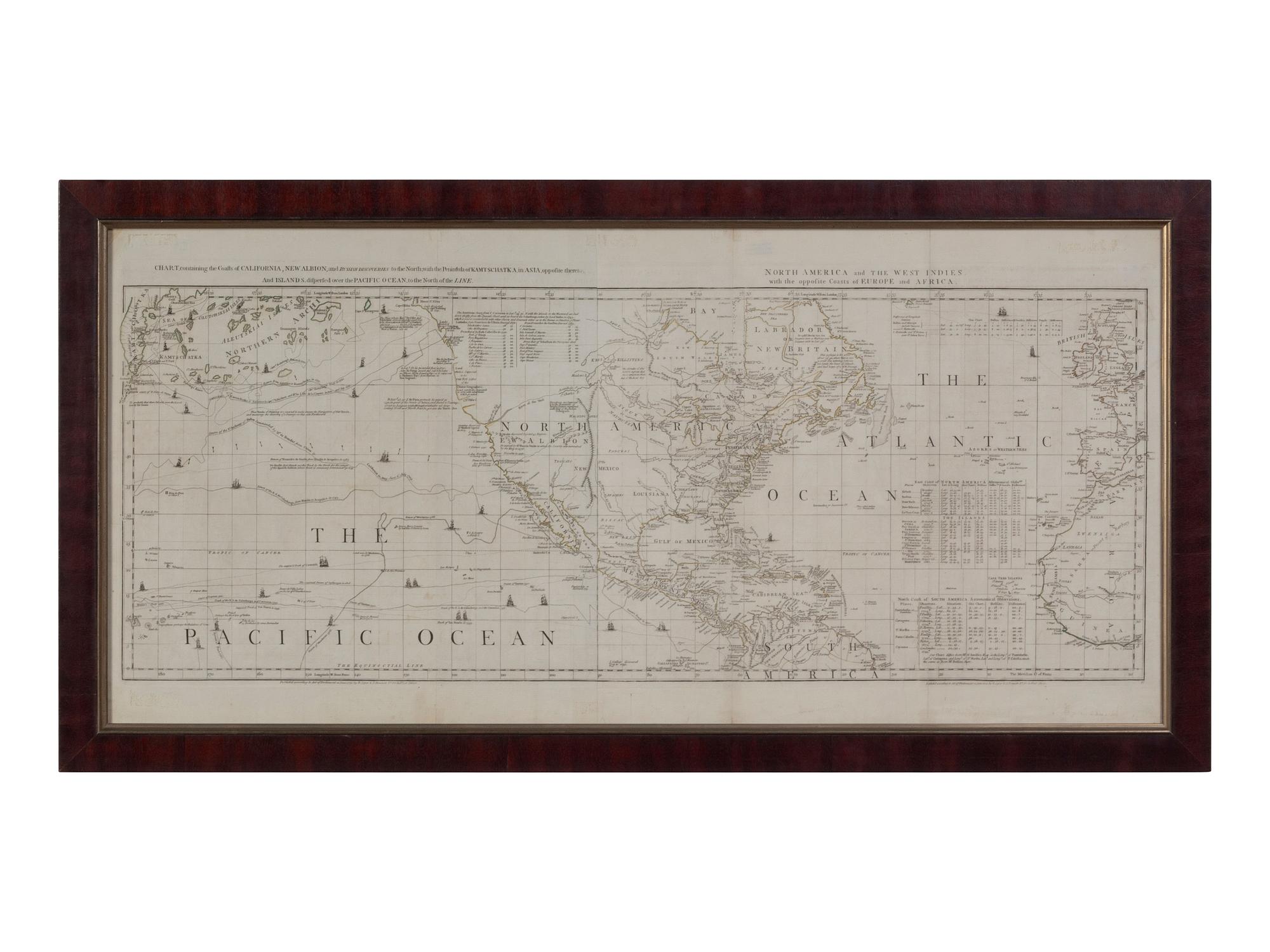 JEFFERYS, Thomas (c. 1719-1771). [Sheets 3 & 4 from:] A Chart of North and South America... . London: Robert Sayer & John Bennett, ca 1775.