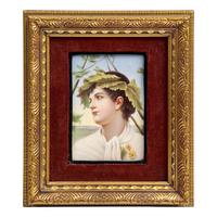 A German Hand-Painted Porcelain Plaque Depicting a Classical Young Man