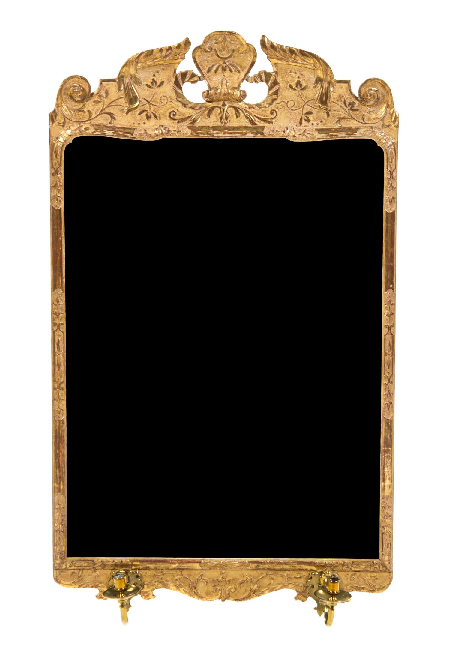A George II Giltwood Mirror, Height 43 x width 25 1/2 inches.