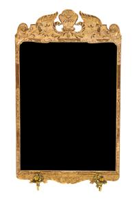 A George II Giltwood Mirror, Height 43 x width 25 1/2 inches.