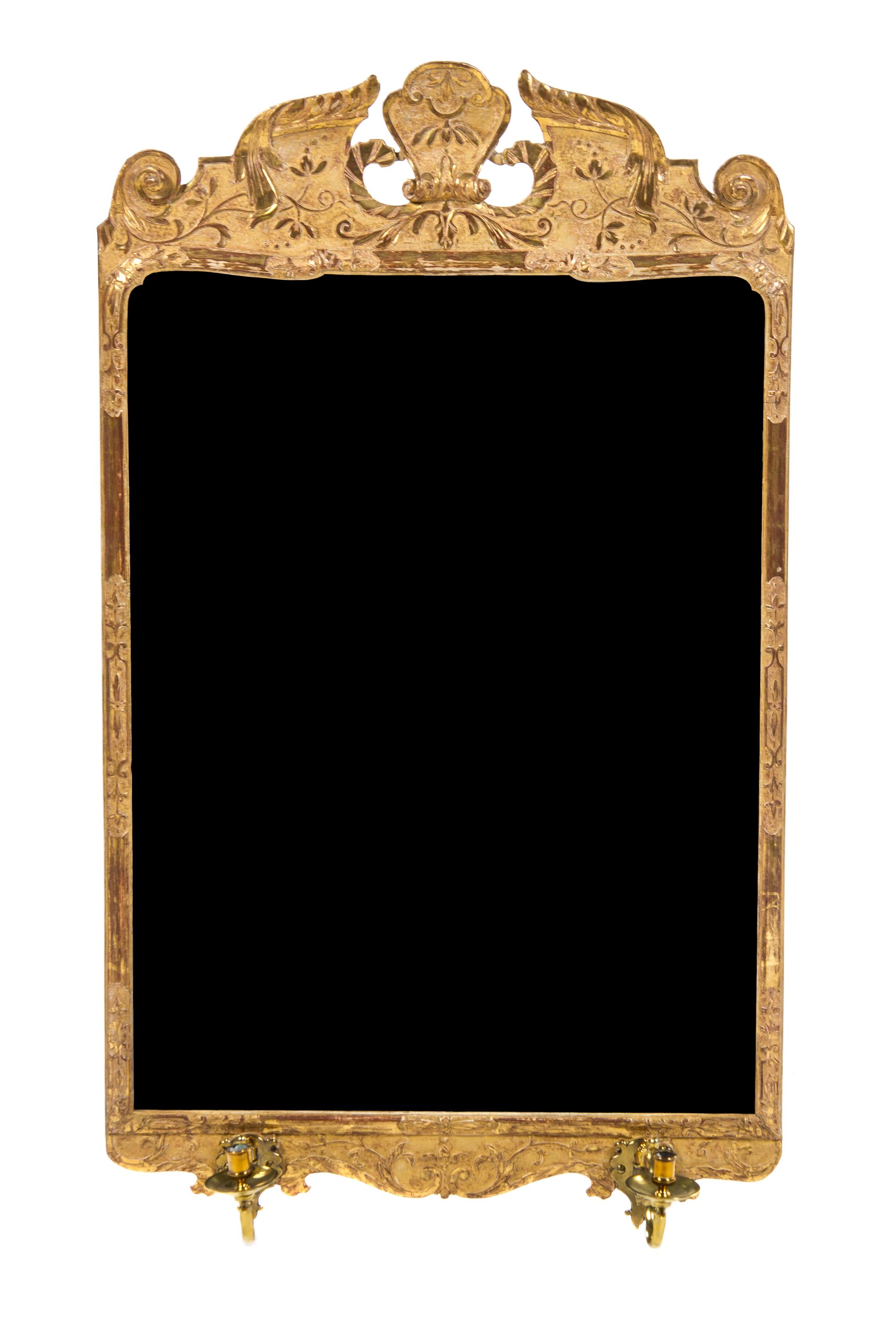 A George II Giltwood Mirror, Height 43 x width 25 1/2 inches.