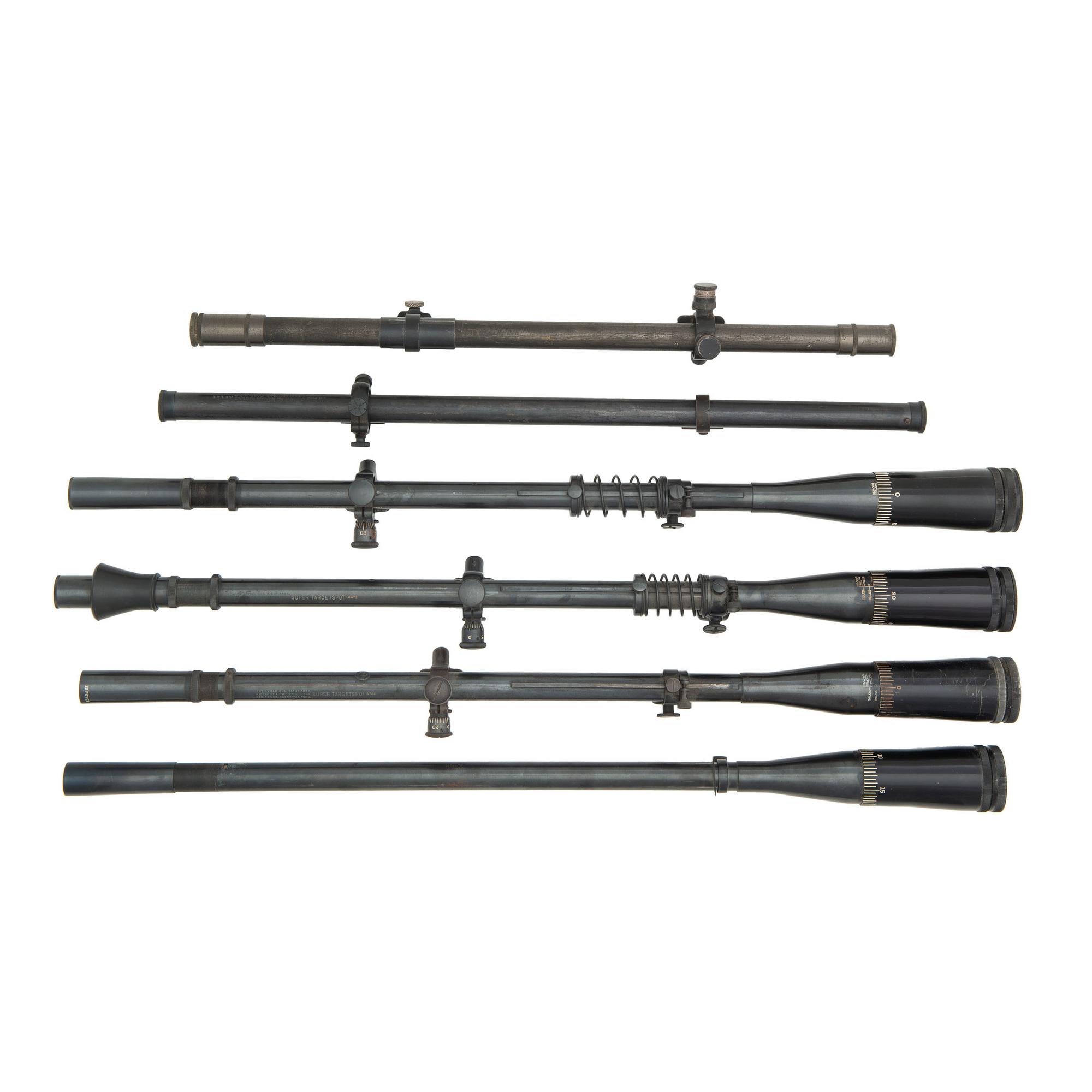 Lot of 6 Vintage Target Scopes Including: Lyman Super Targetspot and J. Stevens
