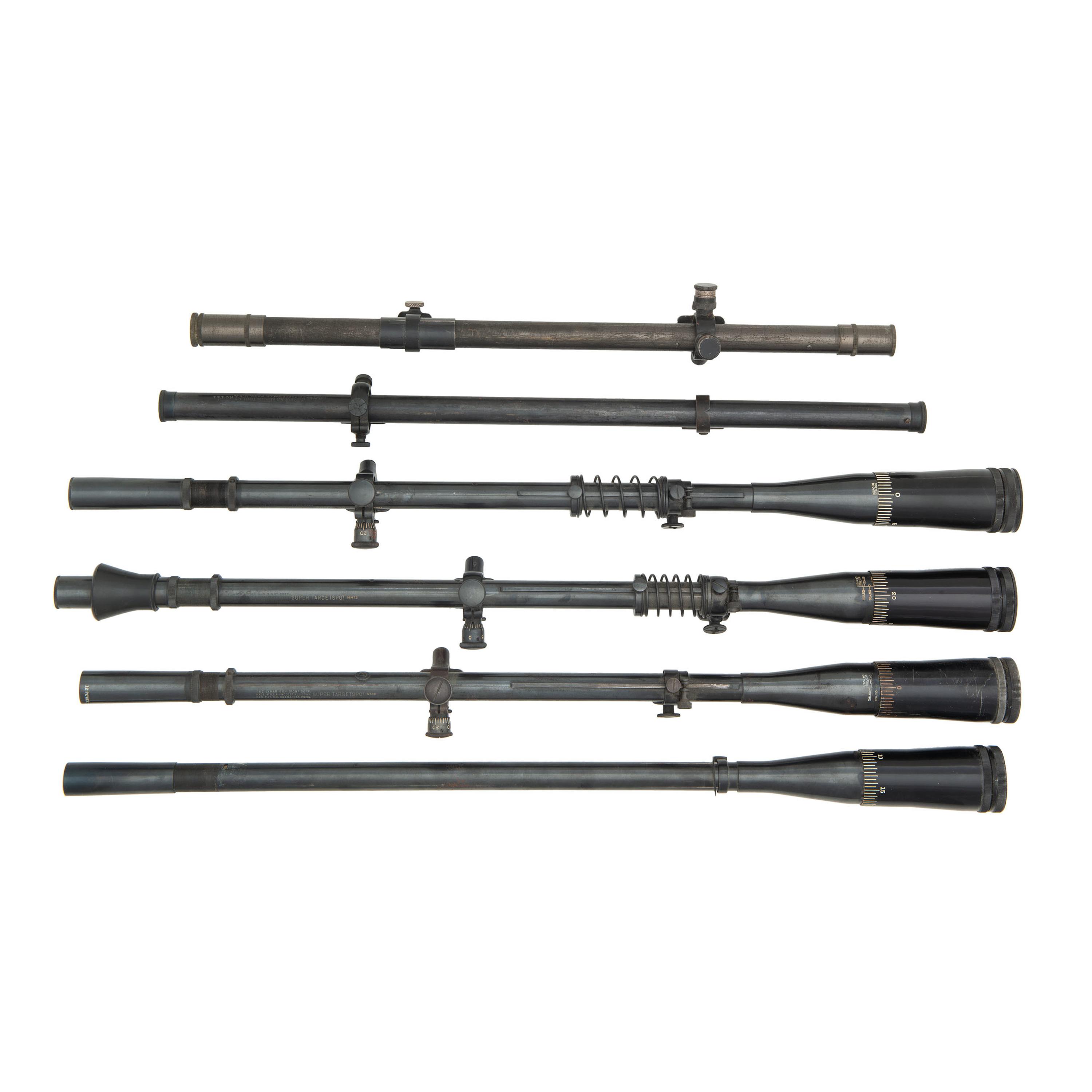 Lot of 6 Vintage Target Scopes Including: Lyman Super Targetspot and J. Stevens