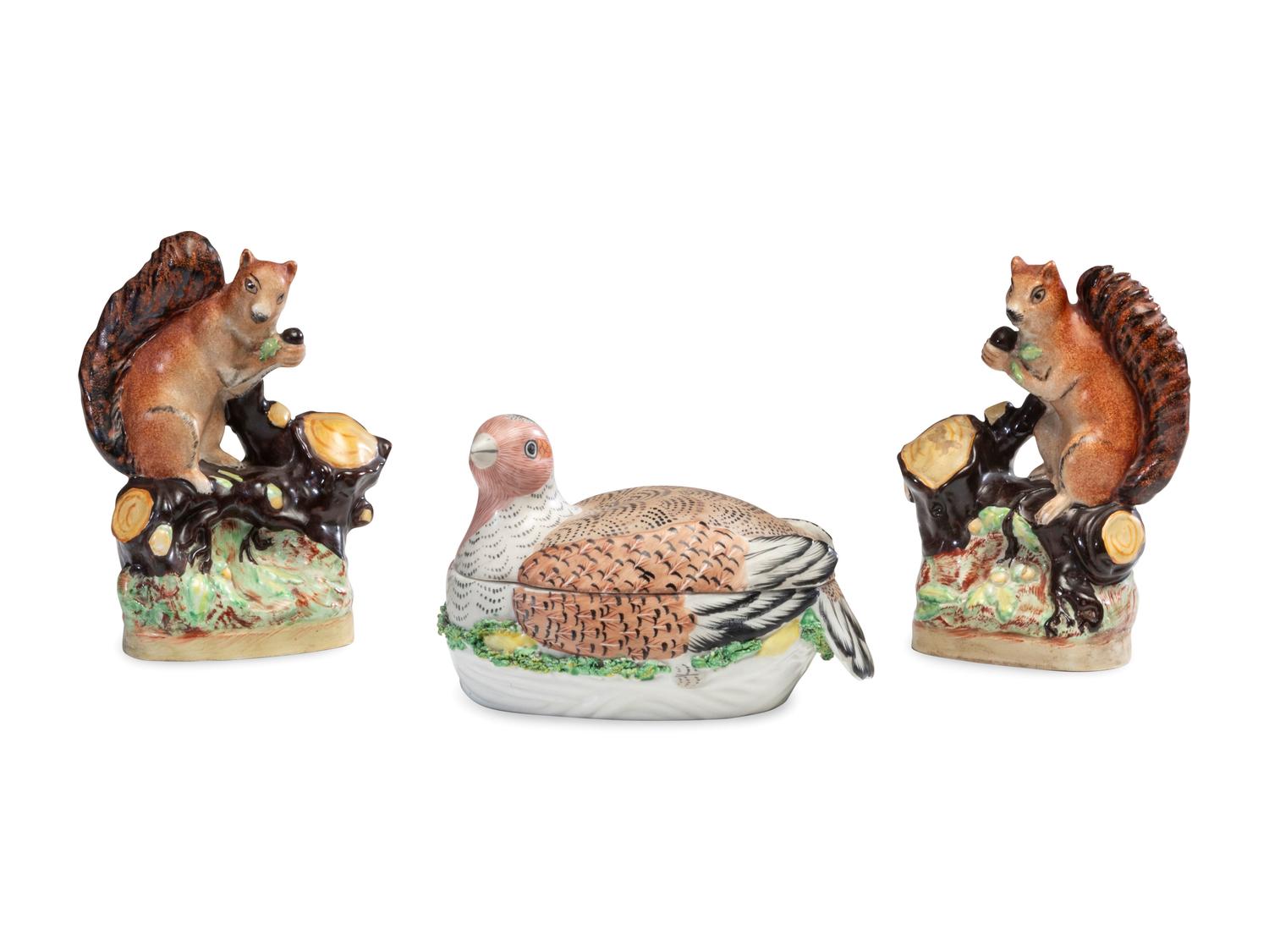 A Pair of Staffordshire Squirrel Figures