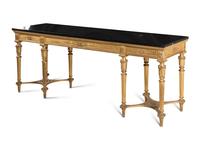 A Louis XVI Style Giltwood Marble-Top Console Table