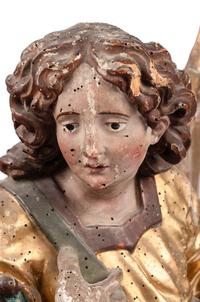 An Italian Polychrome Painted and Parcel-Gilt Angel Figure