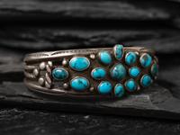 Navajo Turquoise Cluster Cuff Bracelet