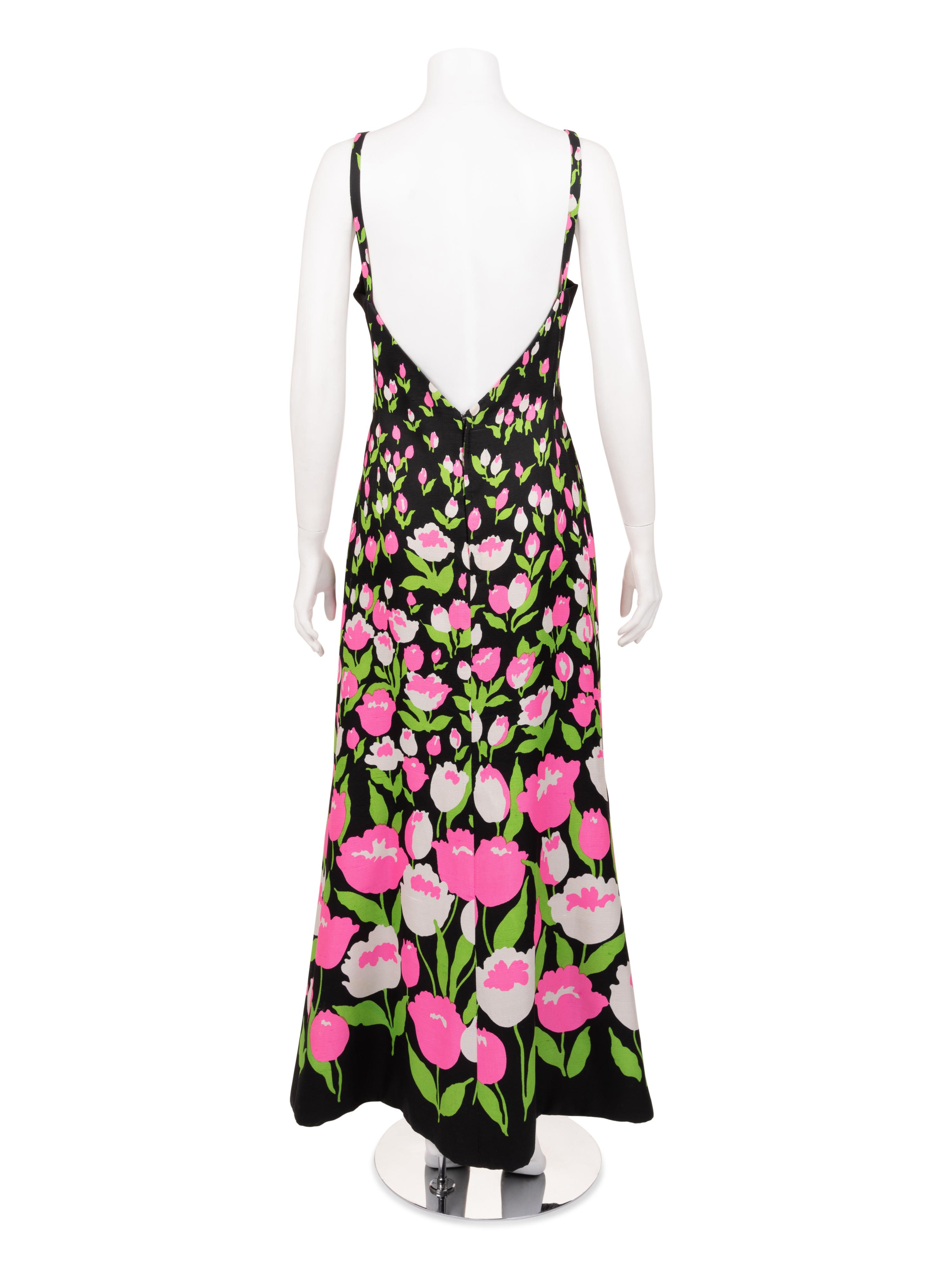 Givenchy Haute Couture Tulip-Print Dress and Cape, 1973