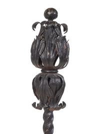 A Pair of Baroque Style Wrought Iron and Metal Andirons