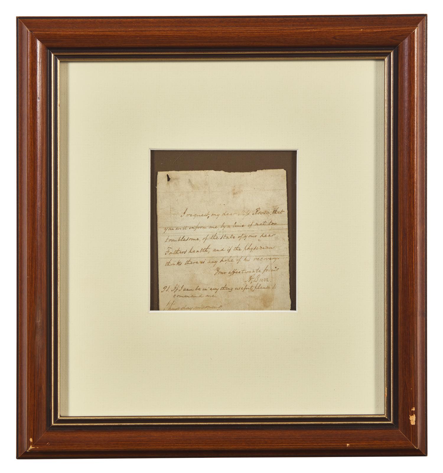 [Americana] Burr, Aaron. Autograph Note, signed