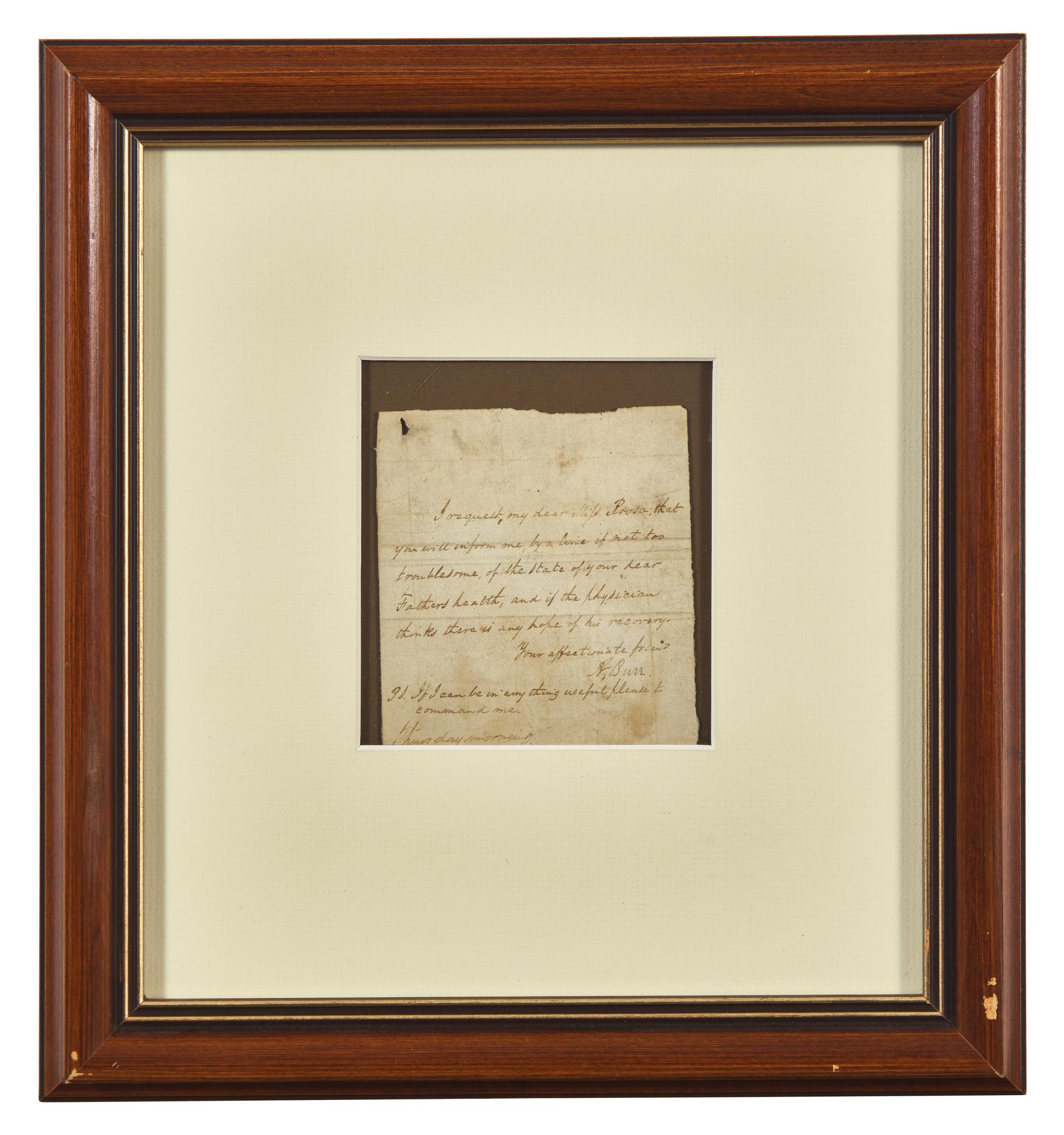 [Americana] Burr, Aaron. Autograph Note, signed