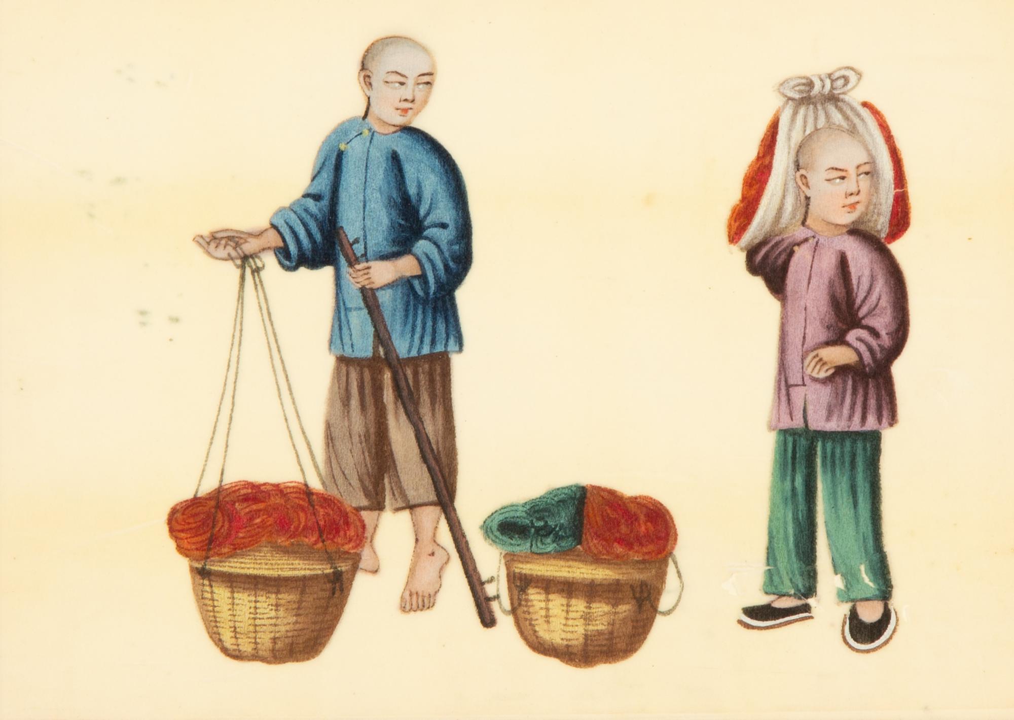 Three Chinese Pith Paintings of Occupations