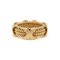 TIFFANY & CO., SCHLUMBERGER, YELLOW GOLD 'ROPE FOUR-ROW X' RING