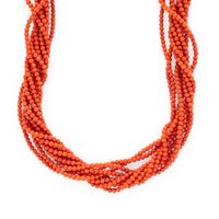 CORAL, DIAMOND, AND YELLOW GOLD TORSADE NECKLACE
