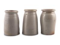 Three Cobalt-Decorated Stoneware Canning Jars