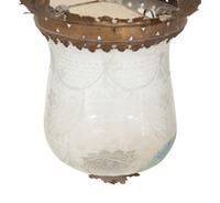 A Continental Gilt Tole and Etched Glass Hall Lantern