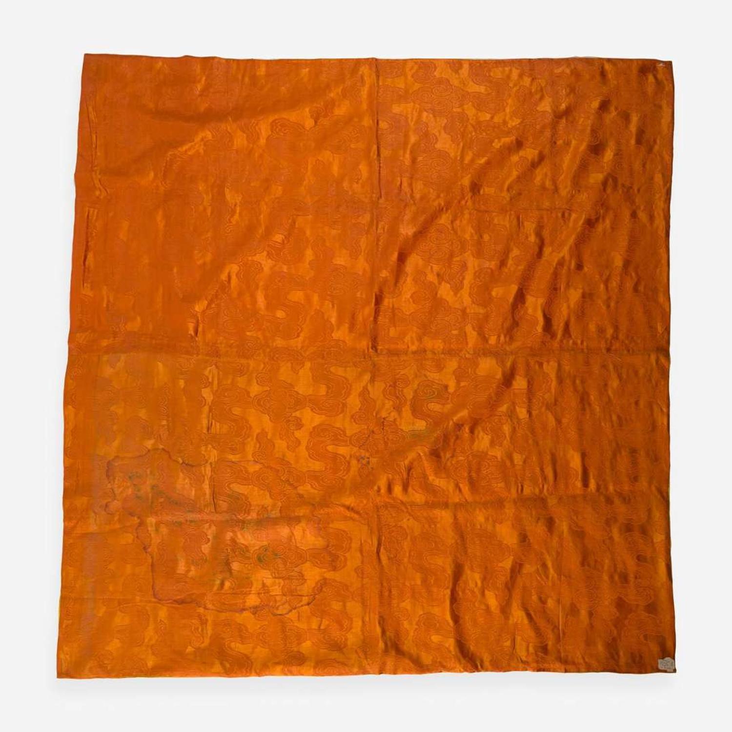 A Chinese silk-embroidered yellow satin cover 丝绸刺绣 Qing dynasty ?
