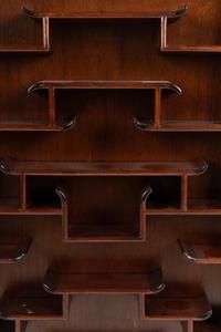 A Pair of Chinese Carved Hardwood Vitrine Cabinets