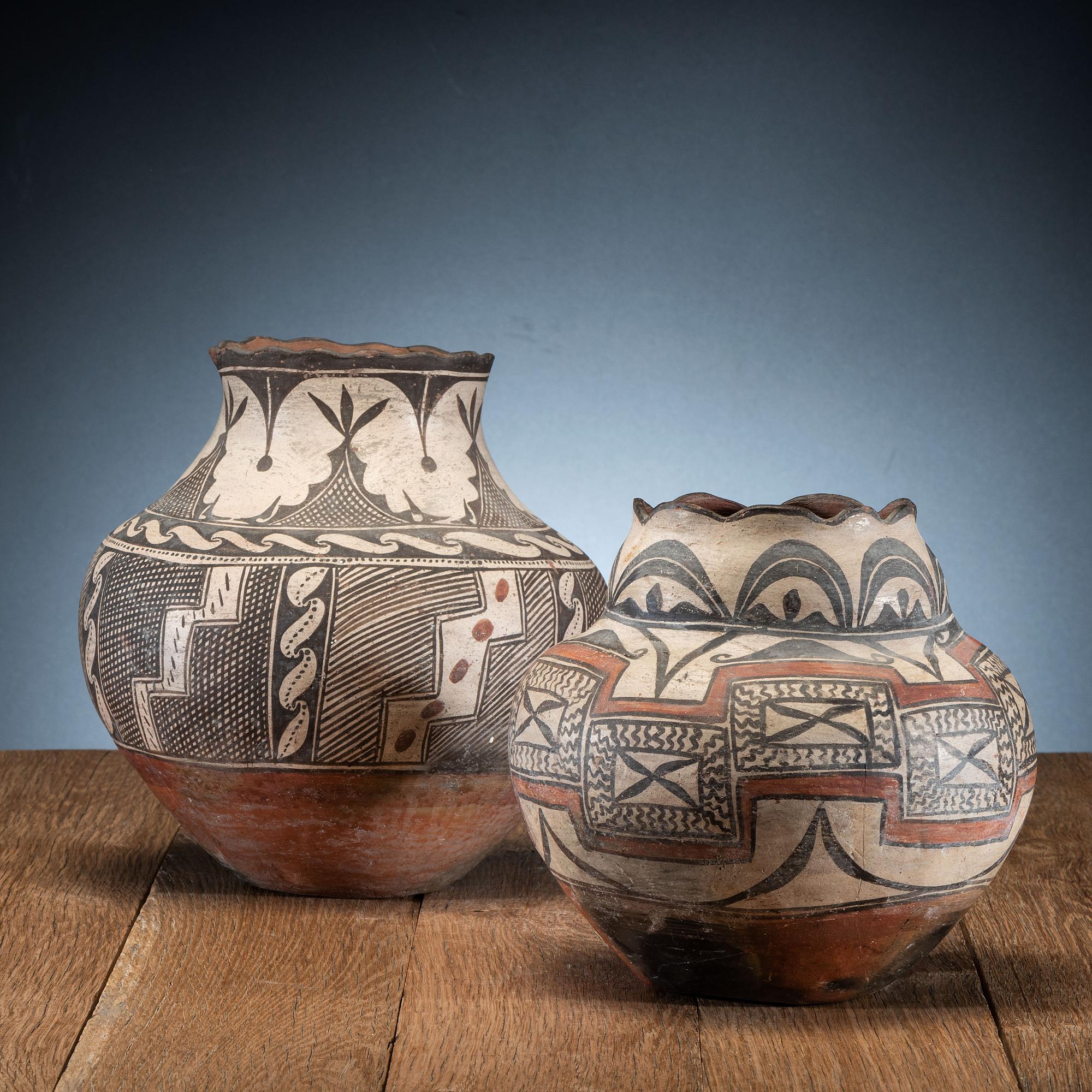 Acoma Polychrome Pottery Jars