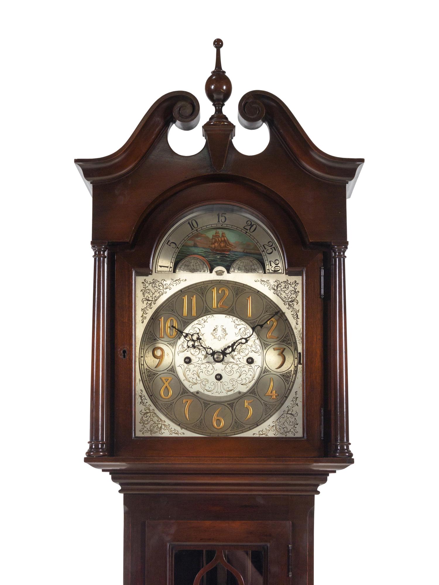 A Chippendale Style Mahogany Five-Tube Tall Case Clock