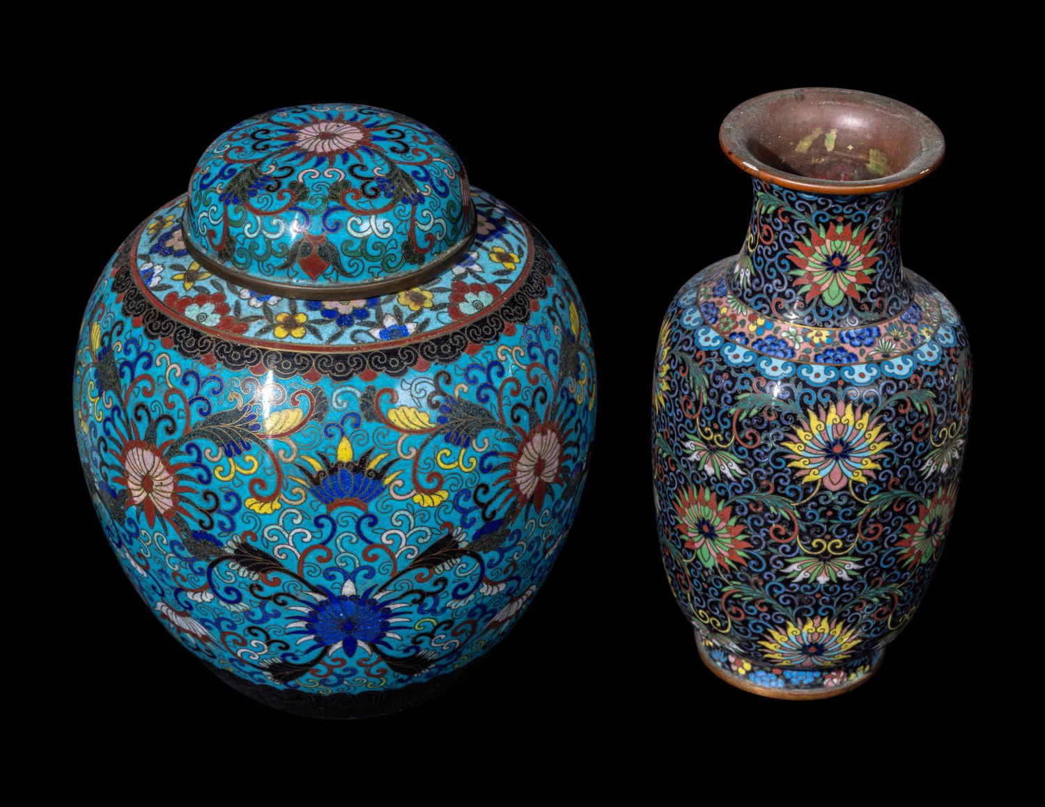39 Japanese Cloisonné Enamel Vessels