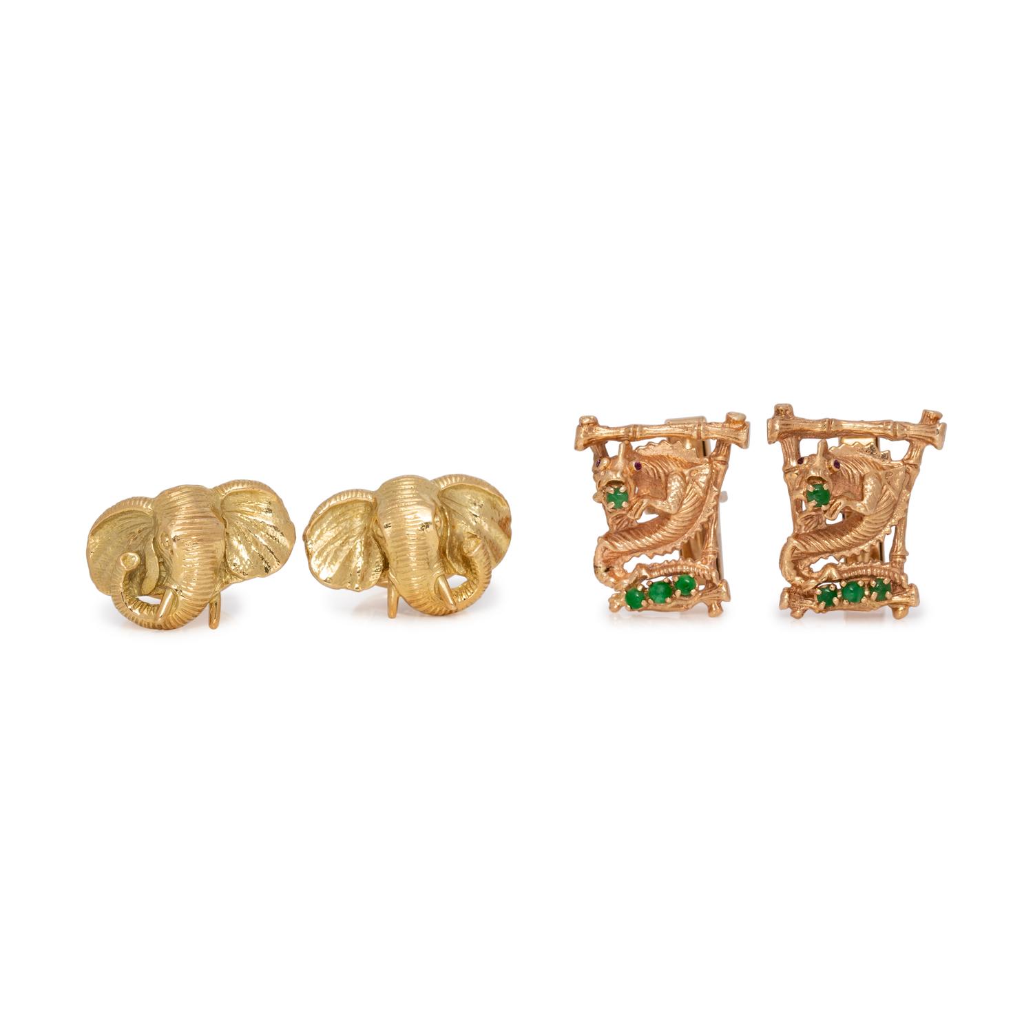 COLLECTION OF YELLOW GOLD CUFFLINKS