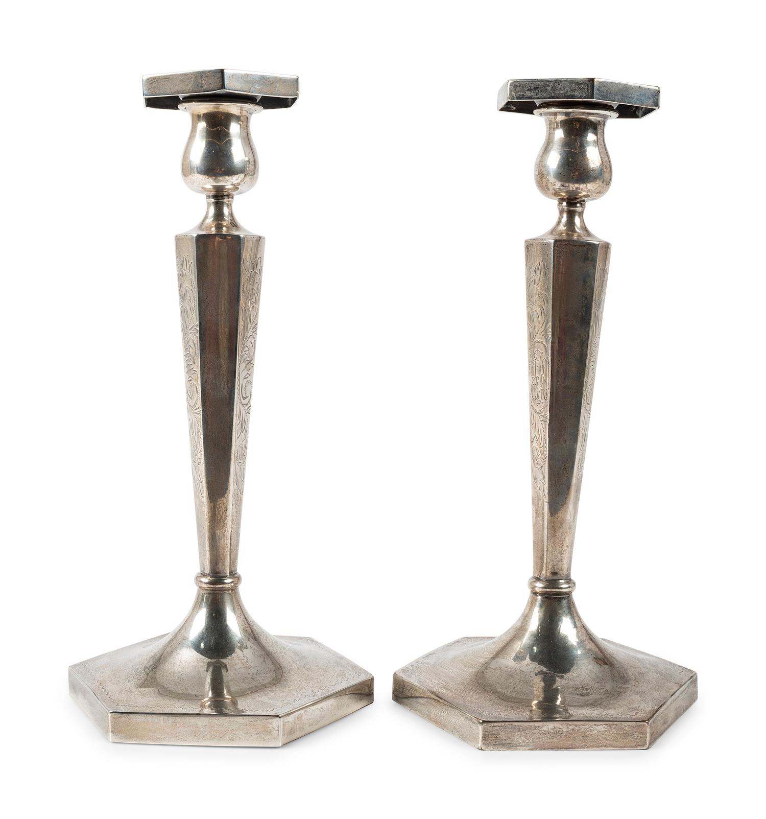 A Pair of American Silver Candlesticks