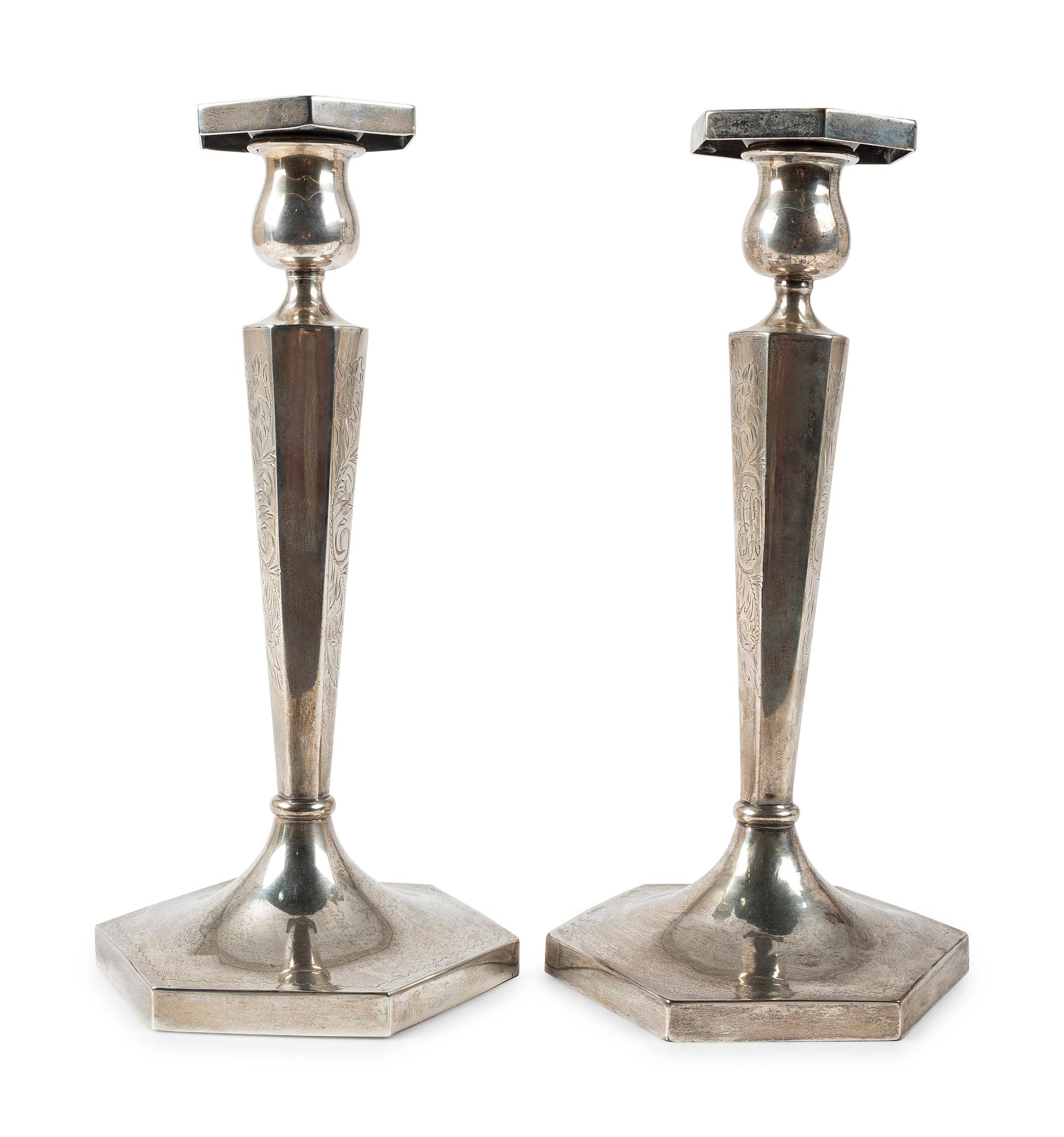 A Pair of American Silver Candlesticks