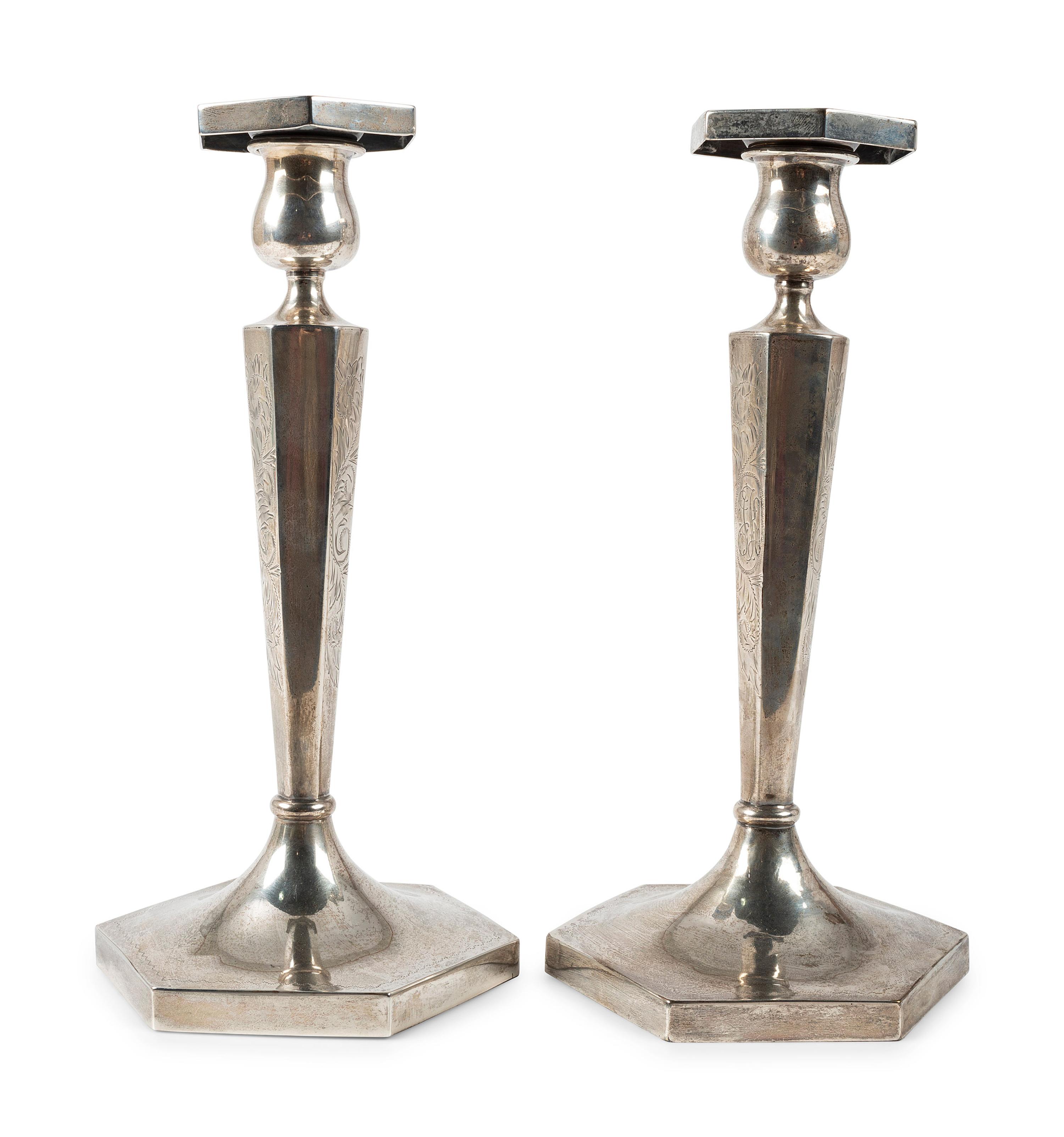 A Pair of American Silver Candlesticks