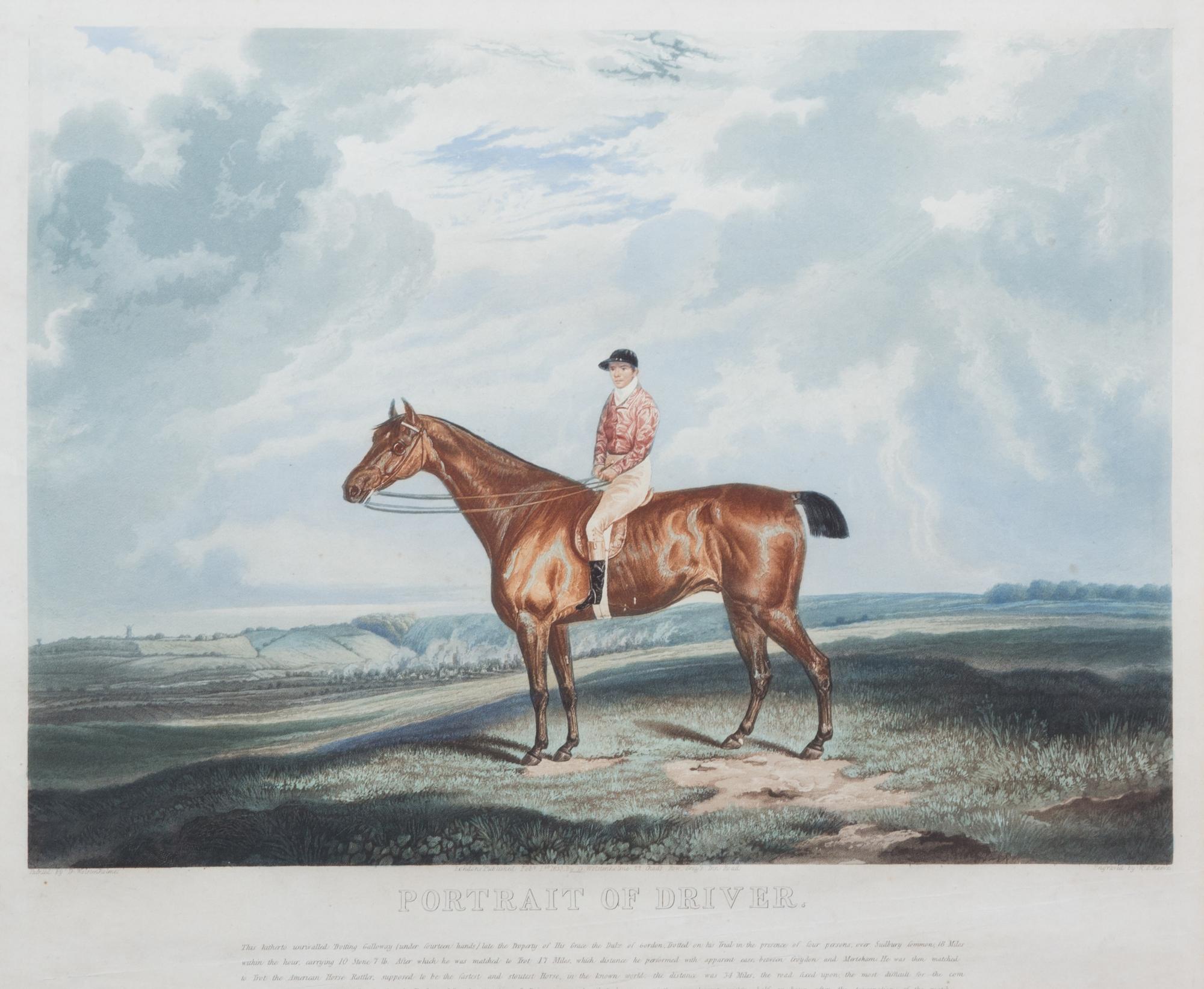 Dean WOLSTENHOLME, after - R.G. REEVE, engraver Image 12 x 16 1/2 inches. — Portrait of Driver