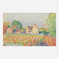 Oscar Florianus Bluemner (American, 1867-1938) Farm Scene