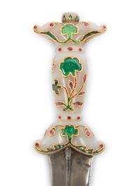 A Mughal Style Enameled and Hardstone Dagger