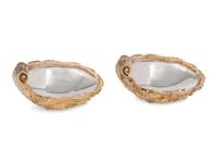 A Pair of French Parcel-Gilt Silver Shell-Form Salt Cellars