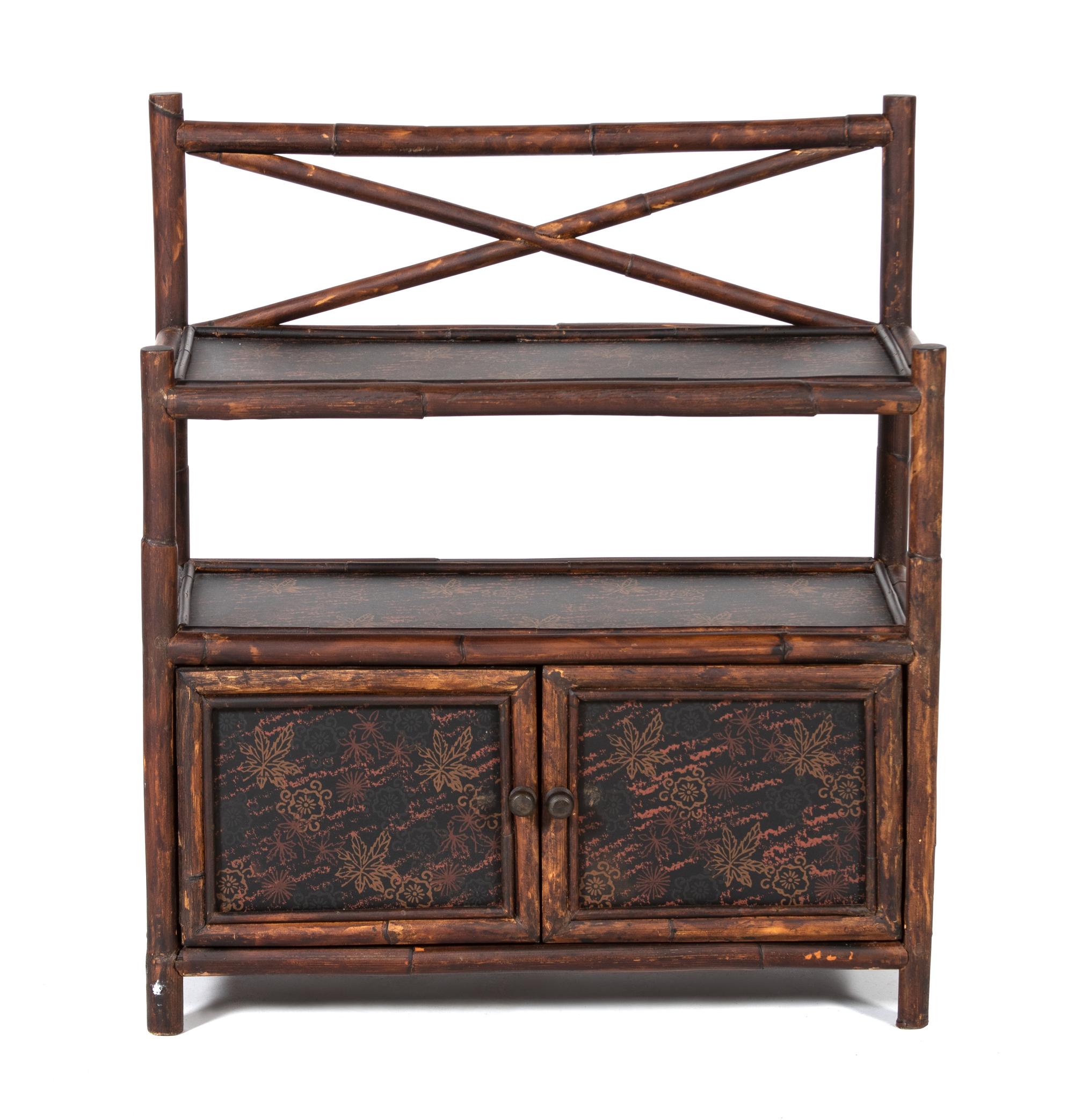 A Victorian Bamboo and Chinoiserie Decorated Etagere Shelf — LATE 19TH CENTURY