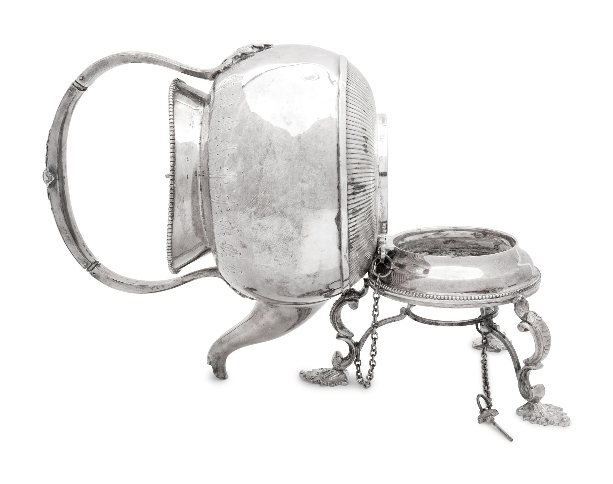 A Victorian Silver-Plate Kettle on Lampstand