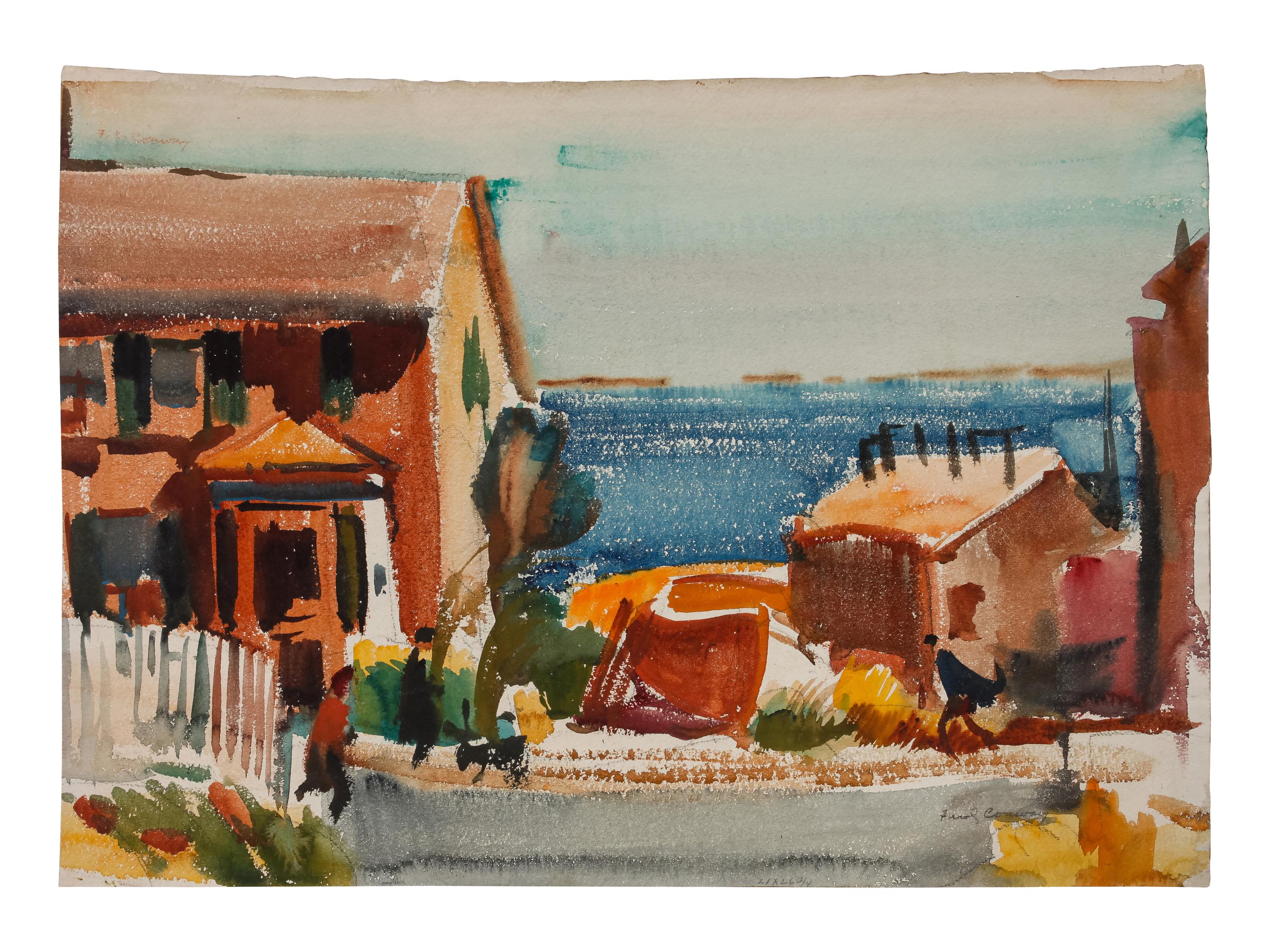 Three works: Provincetown, Mass; Harbor Scene with Boats; and Harbor Scene