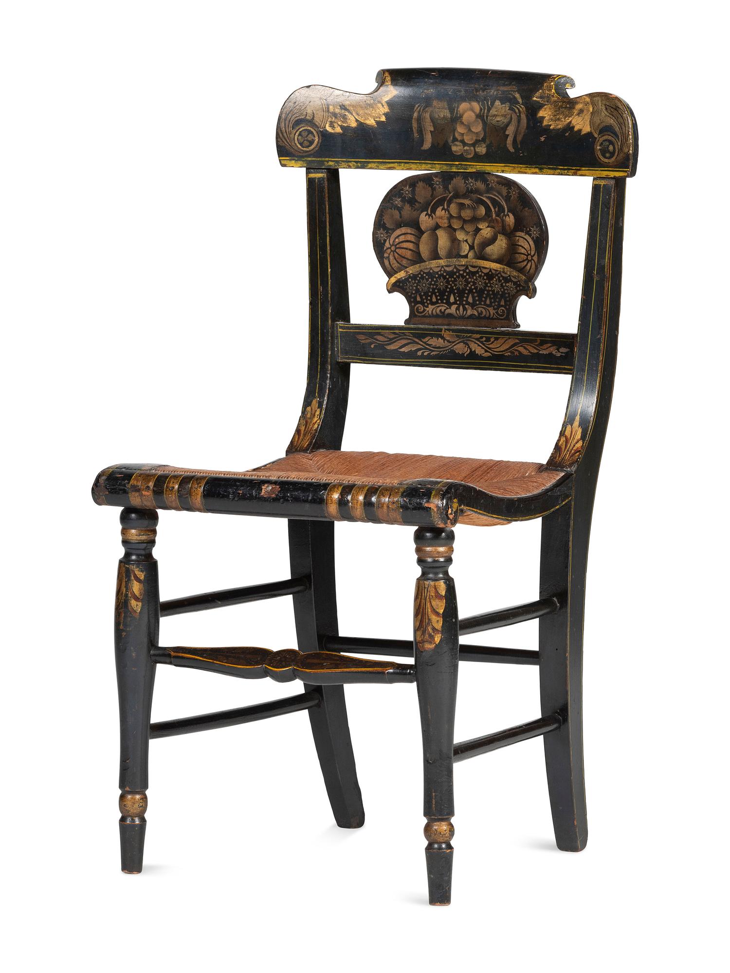 A Classical Paint and Stencil Decorated Fancy Chair