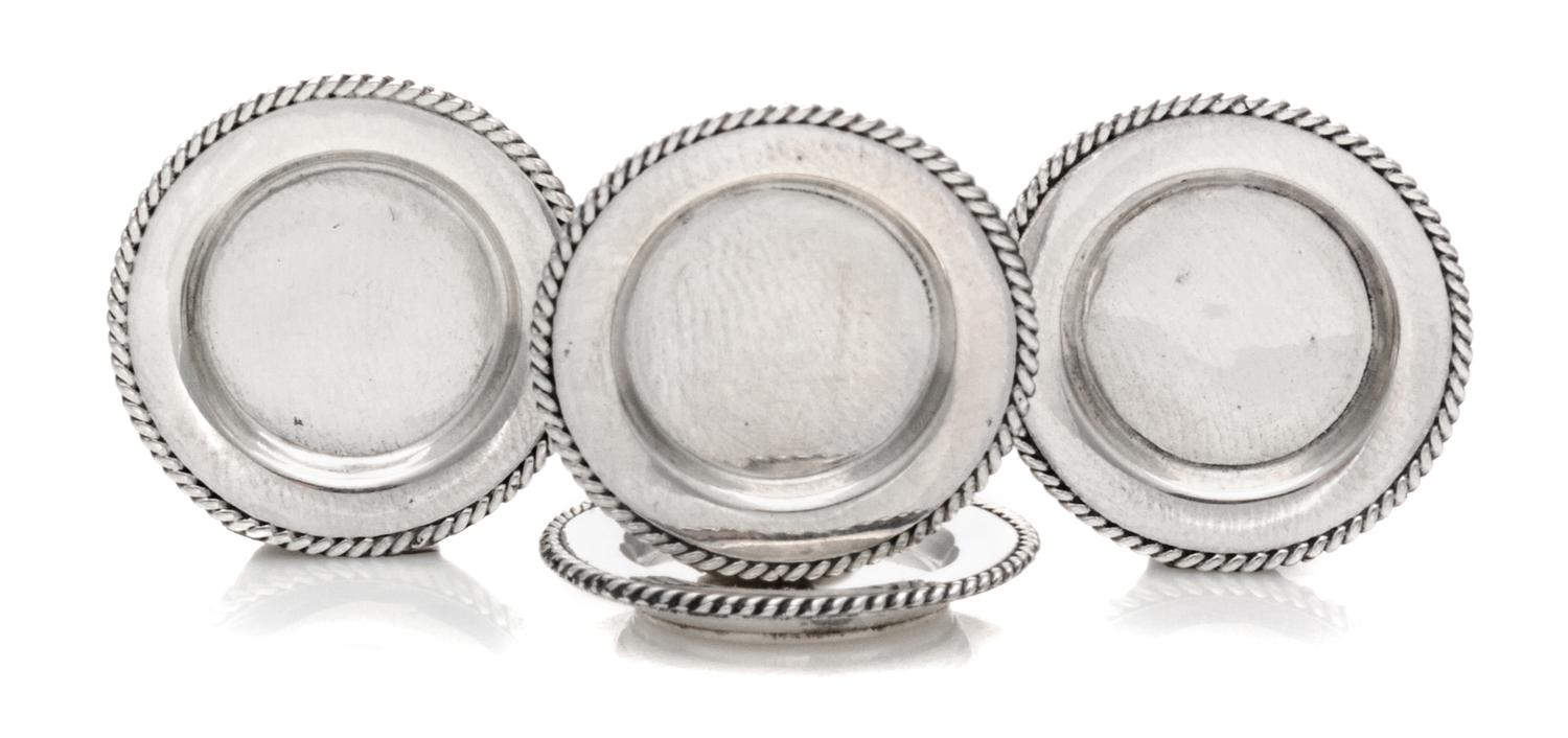 A Set of Four American Silver Dinner Plates, Obadiah Fisher, New York, NY, each having a gadrooned border.