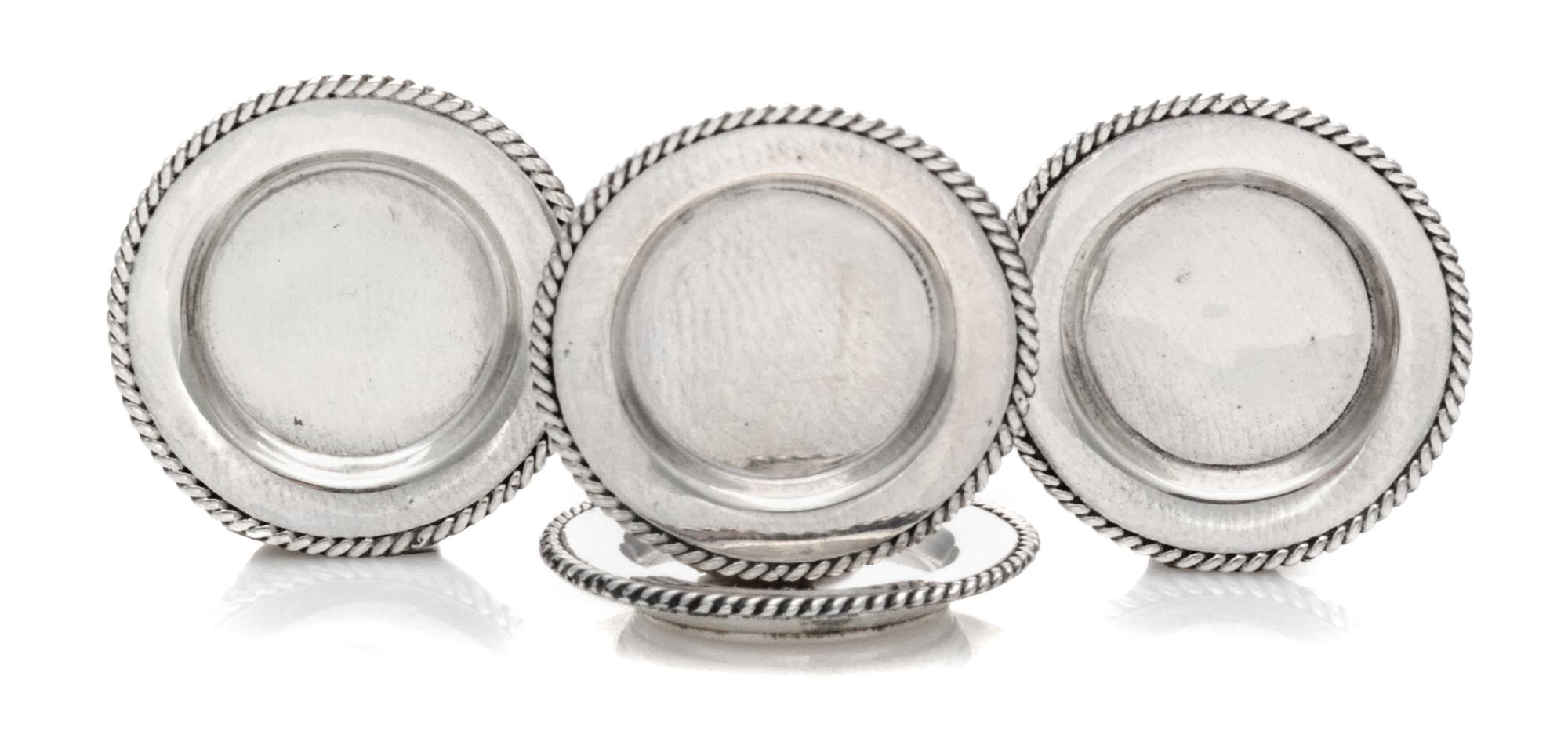 A Set of Four American Silver Dinner Plates, Obadiah Fisher, New York, NY, each having a gadrooned border.
