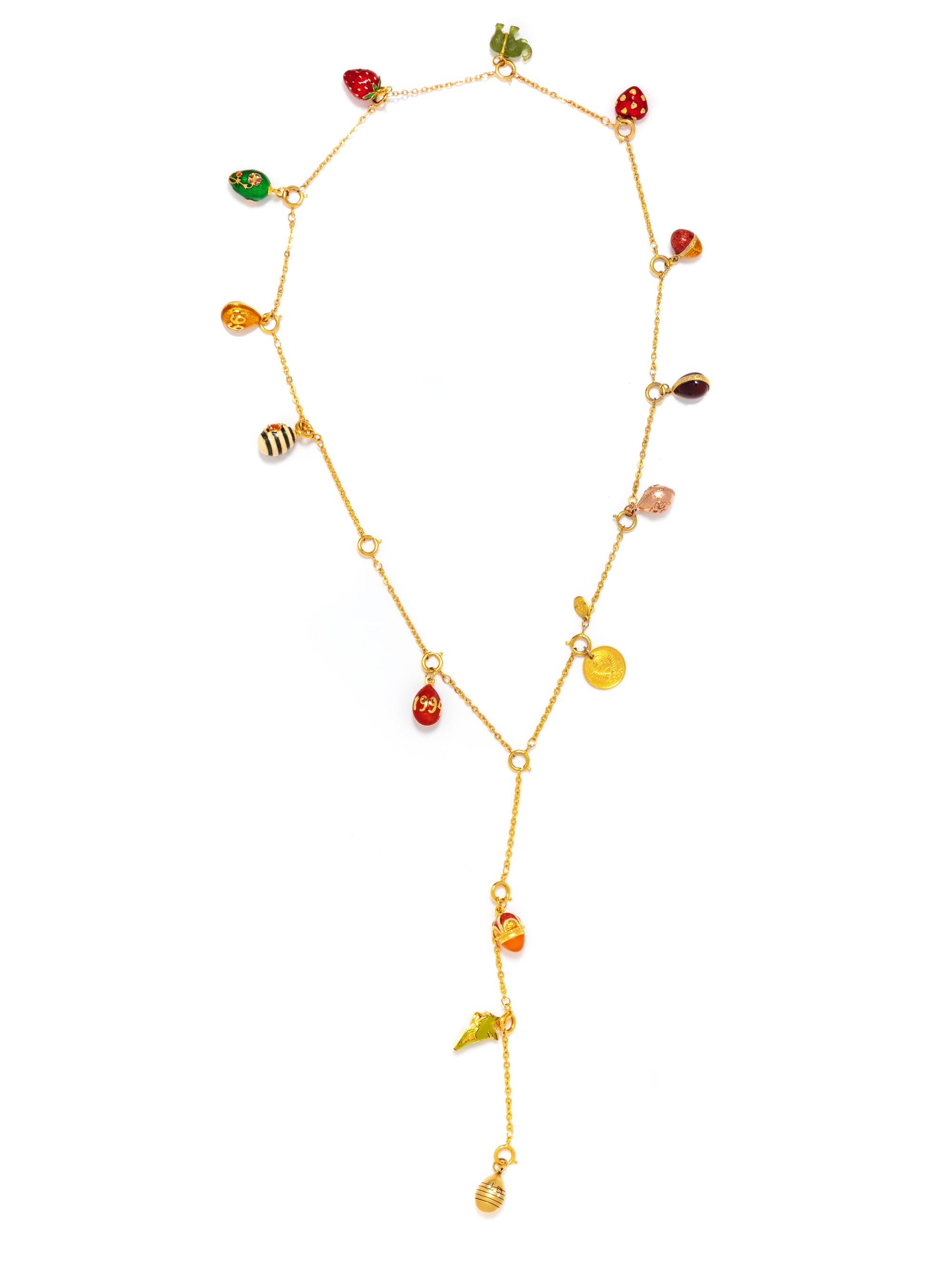 Gold Tone and Enamel Charm Necklace, 1990-2000s