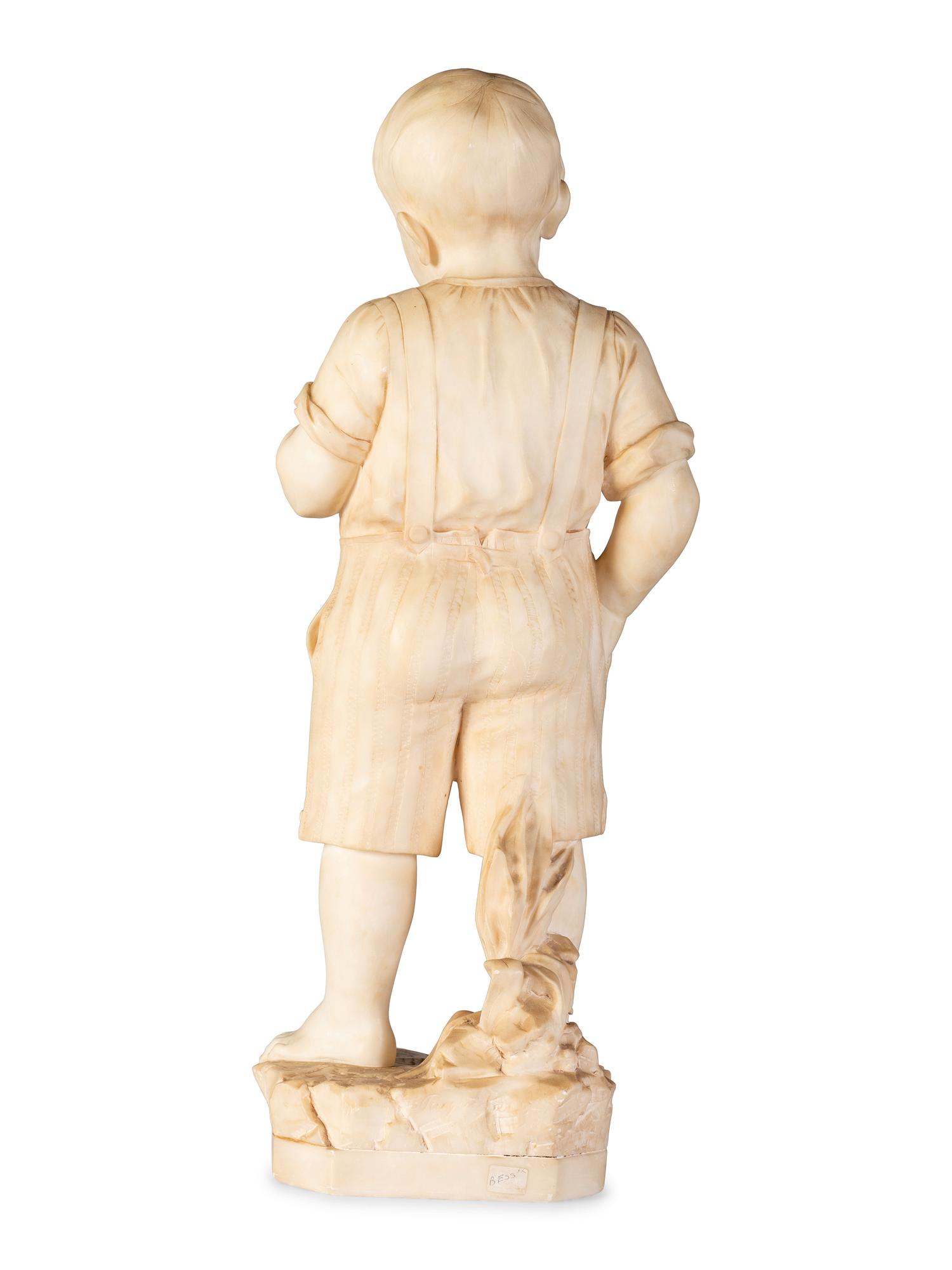 An Italian Carved Marble Figure of a Boy with Pipe