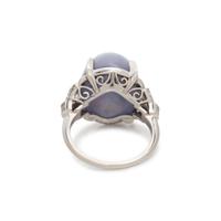 ART DECO, PLATINUM, STAR SAPPHIRE AND DIAMOND RING