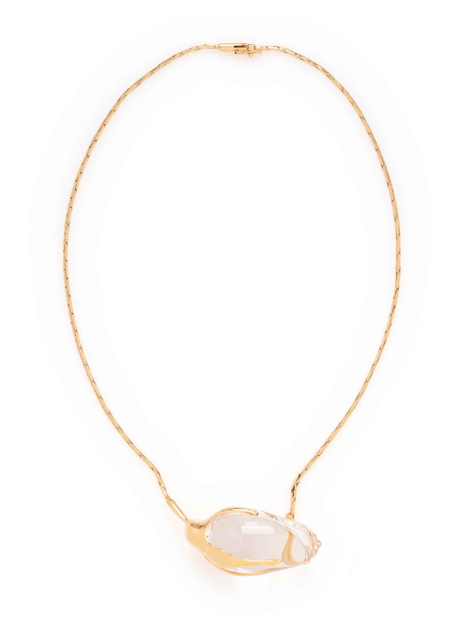 STEUBEN, YELLOW GOLD AND GLASS ‘ROSEBUD’ NECKLACE