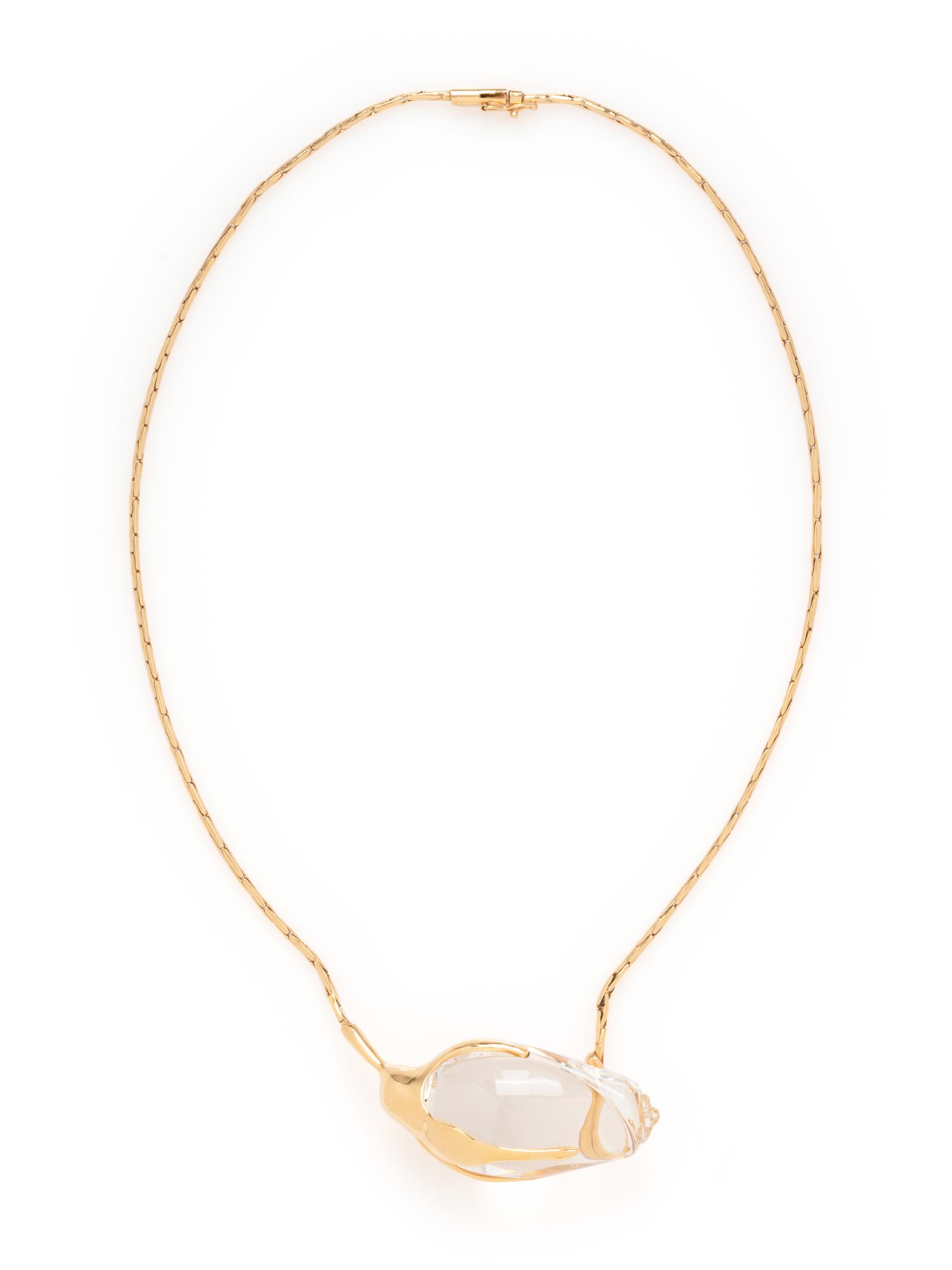 STEUBEN, YELLOW GOLD AND GLASS ‘ROSEBUD’ NECKLACE