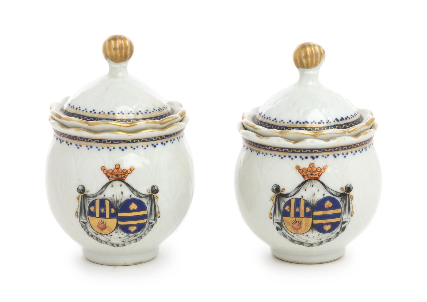 A Pair of Chinese Export Armorial Soup Plates Diameter of soup plate 9 1/4 inches. — MID-18TH CENTURY