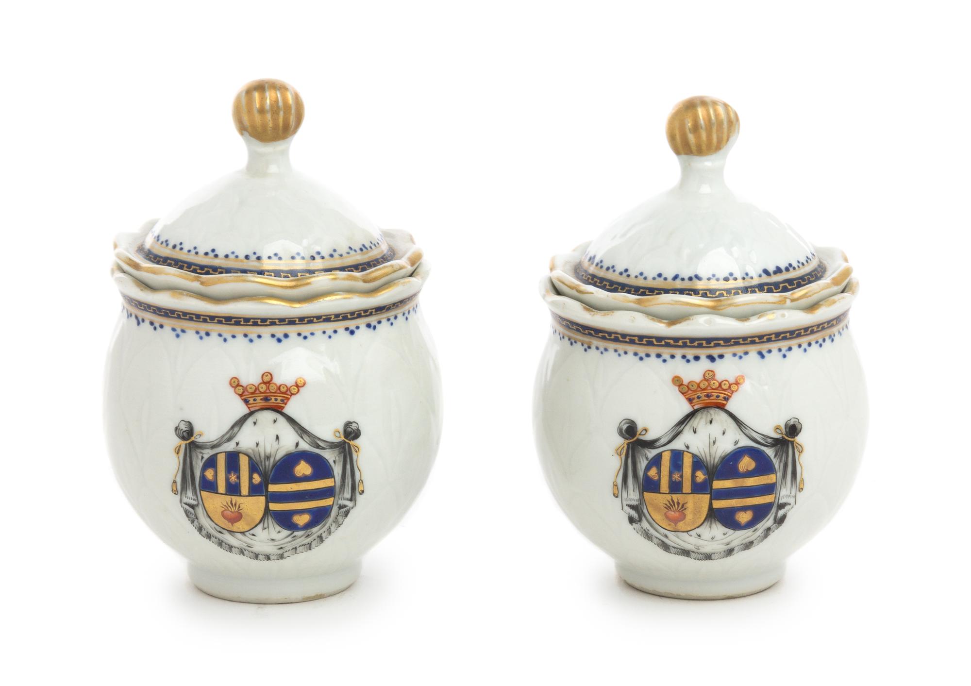 A Pair of Chinese Export Armorial Soup Plates Diameter of soup plate 9 1/4 inches. — MID-18TH CENTURY