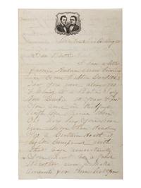 [LINCOLNIANA - CIVIL WAR]. Lincoln-Hamlin-Scott lettersheet with soldier's letter. 23 July 1864.