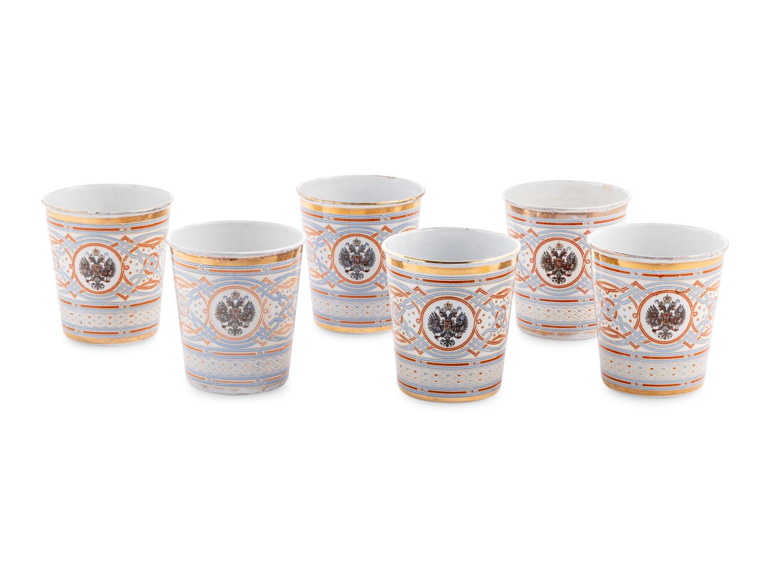 A Set of Six Khodynka Cup of Sorrows Enameled Beakers