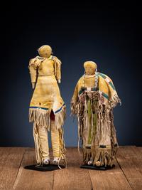 Cheyenne Beaded Hide Dolls, Pair